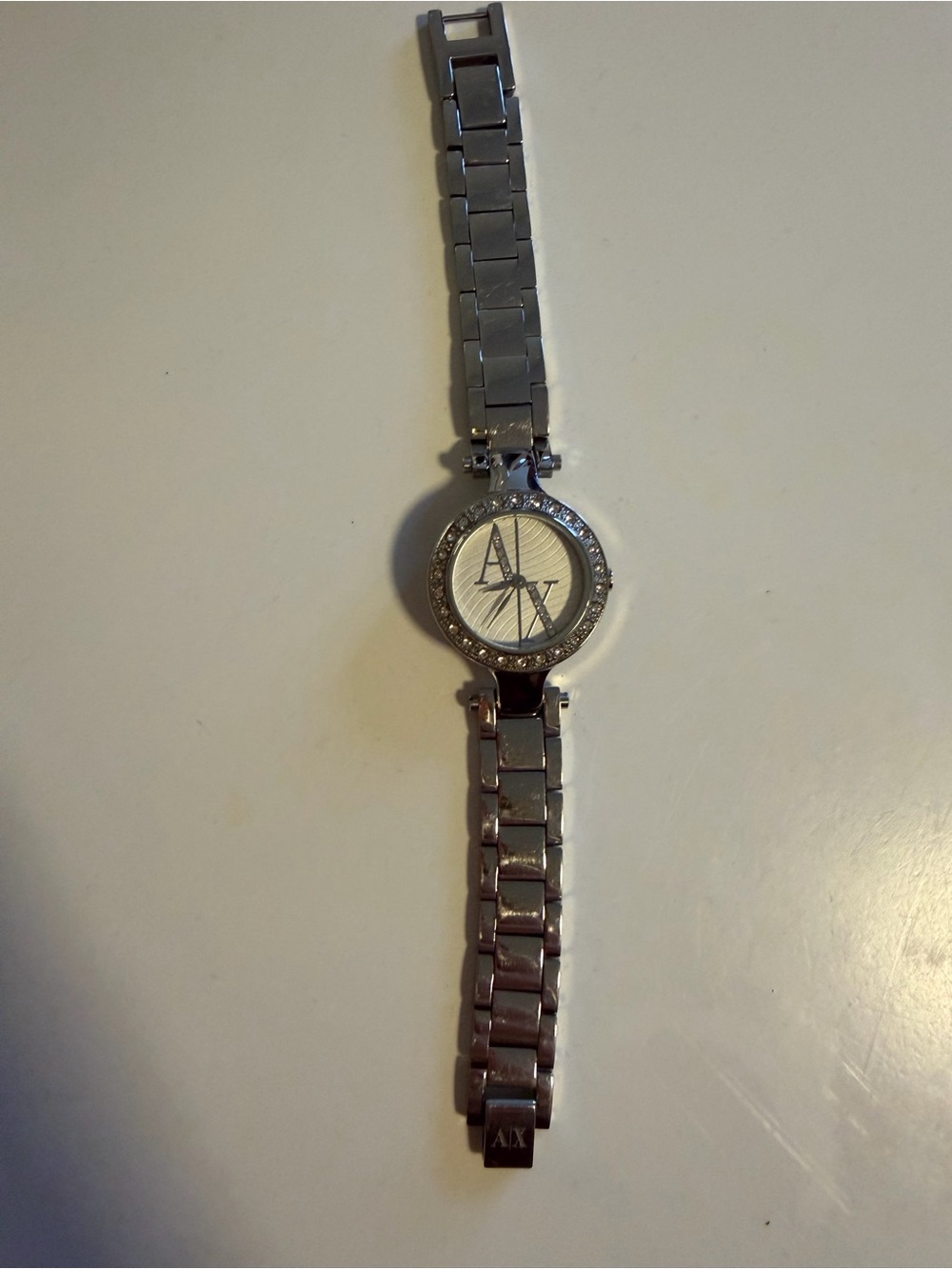 Armani Exchange Silver-tone Crystal Dial Bracelet Watch
